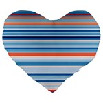 Blue And Coral Stripe 2 Large 19  Premium Heart Shape Cushions