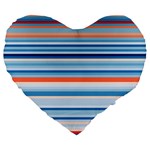 Blue And Coral Stripe 2 Large 19  Premium Flano Heart Shape Cushions