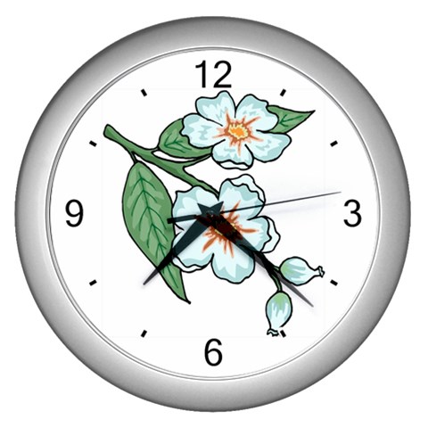 Apple Blossoms Wall Clock (Silver) from UrbanLoad.com Front