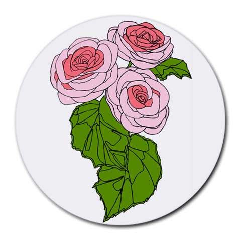 Pink Roses Round Mousepad from UrbanLoad.com Front
