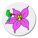 Flower and Hummingbird Round Mousepad