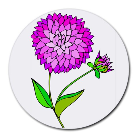 Purple Chrysanthemum Round Mousepad from UrbanLoad.com Front