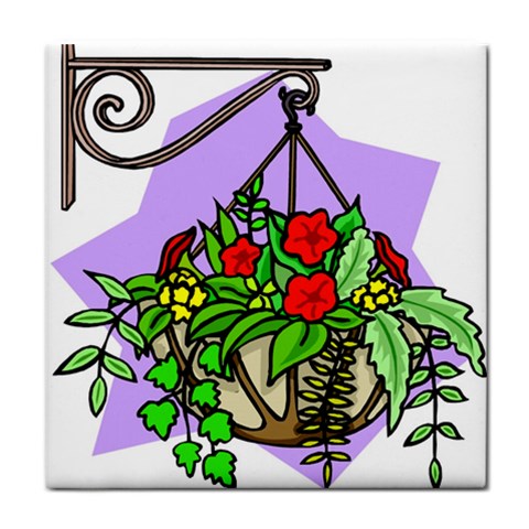 Hanging Flower Basket Tile Coaster from UrbanLoad.com Front