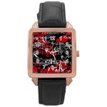 Emo Graffiti Rose Gold Leather Watch 