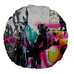 Graffiti Grunge Large 18  Premium Flano Round Cushion  from UrbanLoad.com Back