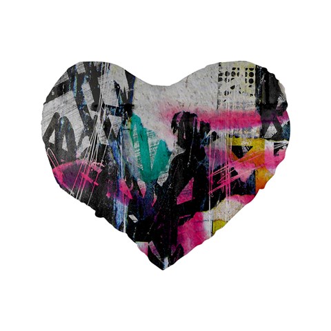 Graffiti Grunge Standard 16  Premium Flano Heart Shape Cushion  from UrbanLoad.com Back