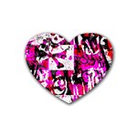Pink Checker Graffiti Rubber Heart Coaster (4 pack)