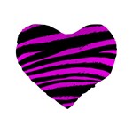 Pink Zebra Standard 16  Premium Flano Heart Shape Cushion 