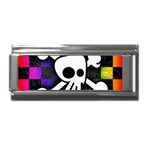 Checker Rainbow Skull Superlink Italian Charm (9mm)