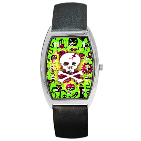 Deathrock Skull & Crossbones Barrel Style Metal Watch from UrbanLoad.com Front