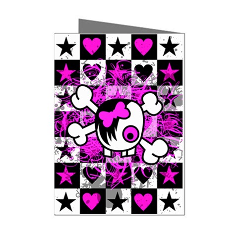 Emo Scene Girl Skull Mini Greeting Cards (Pkg of 8) from UrbanLoad.com Left