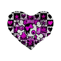 Emo Scene Girl Skull Standard 16  Premium Flano Heart Shape Cushion  from UrbanLoad.com Front