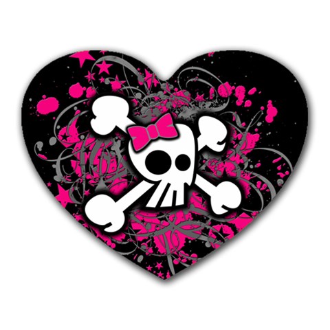 Girly Skull & Crossbones Heart Mousepad from UrbanLoad.com Front