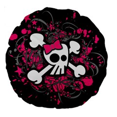 Girly Skull & Crossbones Large 18  Premium Round Cushion  from UrbanLoad.com Front