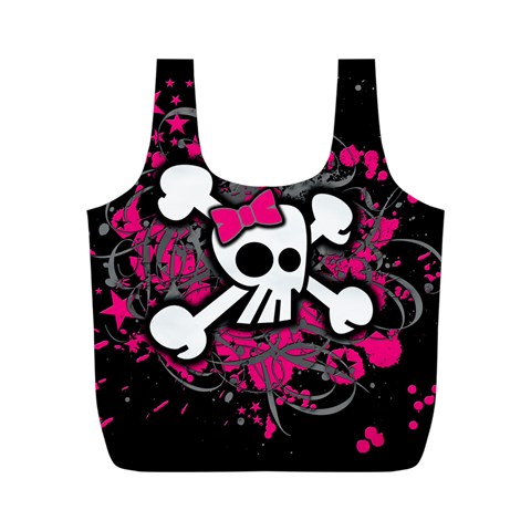 Girly Skull & Crossbones Full Print Recycle Bag (M) from UrbanLoad.com Front