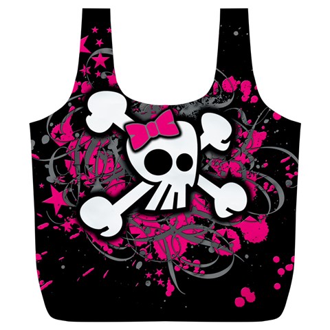 Girly Skull & Crossbones Full Print Recycle Bag (XL) from UrbanLoad.com Front