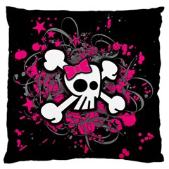 Girly Skull & Crossbones Large Flano Cushion Case (Two Sides) from UrbanLoad.com Back