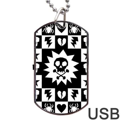 Gothic Punk Skull Dog Tag USB Flash (Two Sides) from UrbanLoad.com Front