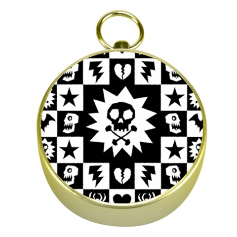 Gothic Punk Skull Gold Compass from UrbanLoad.com Front
