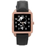Gothic Skull Rose Gold Leather Watch 