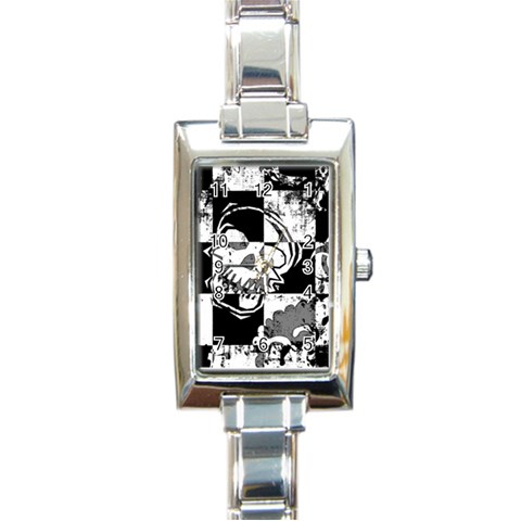 Grunge Skull Rectangle Italian Charm Watch from UrbanLoad.com Front