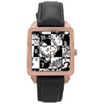 Grunge Skull Rose Gold Leather Watch 