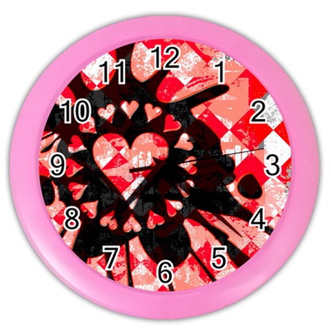 Love Heart Splatter Color Wall Clock from UrbanLoad.com Front