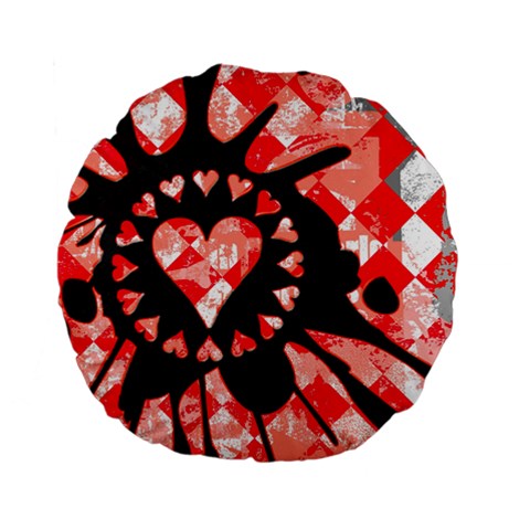 Love Heart Splatter Standard 15  Premium Flano Round Cushion  from UrbanLoad.com Front