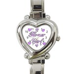 purple flower girl Heart Italian Charm Watch