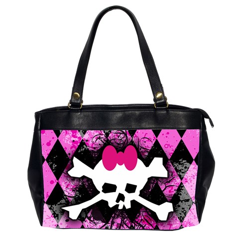 Pink Diamond Skull Oversize Office Handbag (2 Sides) from UrbanLoad.com Front