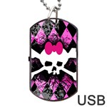 Pink Diamond Skull Dog Tag USB Flash (One Side)