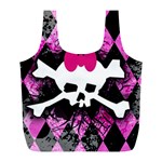Pink Diamond Skull Full Print Recycle Bag (L)