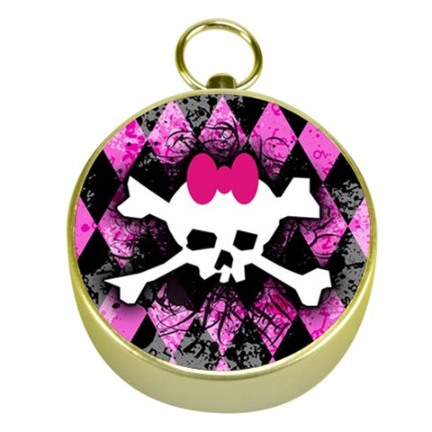 Pink Diamond Skull Gold Compass from UrbanLoad.com Front