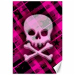 Pink Plaid Skull Canvas 12  x 18 