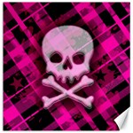 Pink Plaid Skull Canvas 20  x 20 