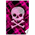 Pink Plaid Skull Canvas 24  x 36 