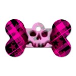 Pink Plaid Skull Dog Tag Bone (Two Sides)