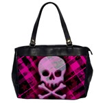 Pink Plaid Skull Oversize Office Handbag