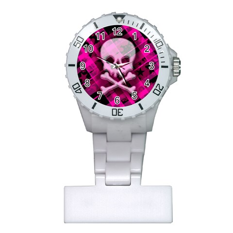Pink Plaid Skull Plastic Nurses Watch from UrbanLoad.com Front