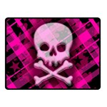 Pink Plaid Skull Double Sided Fleece Blanket (Small)