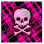Pink Plaid Skull Large Satin Scarf (Square)