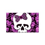 Pink Polka Dot Bow Skull Sticker Rectangular (100 pack)