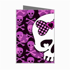 Pink Polka Dot Bow Skull Mini Greeting Card from UrbanLoad.com Right