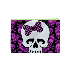 Pink Polka Dot Bow Skull Cosmetic Bag (Medium) from UrbanLoad.com Back