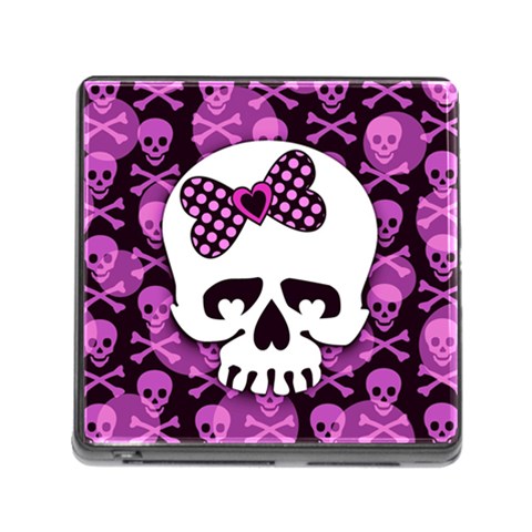 Pink Polka Dot Bow Skull Memory Card Reader (Square 5 Slot) from UrbanLoad.com Front