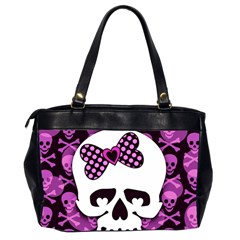 Pink Polka Dot Bow Skull Oversize Office Handbag (2 Sides) from UrbanLoad.com Back