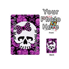 Pink Polka Dot Bow Skull Playing Cards 54 Designs (Mini) from UrbanLoad.com Front - Joker1