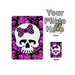 Pink Polka Dot Bow Skull Playing Cards 54 Designs (Mini) from UrbanLoad.com Back