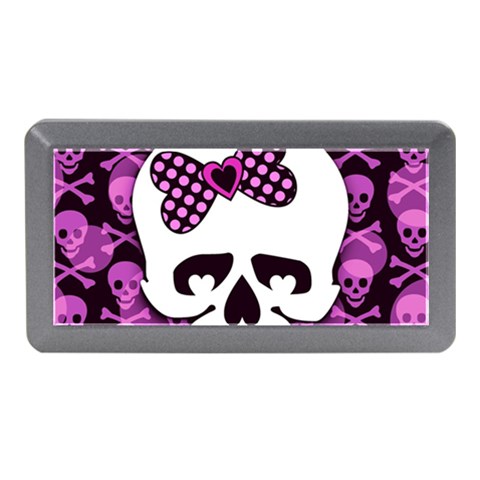 Pink Polka Dot Bow Skull Memory Card Reader (Mini) from UrbanLoad.com Front