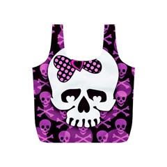 Pink Polka Dot Bow Skull Full Print Recycle Bag (S) from UrbanLoad.com Back